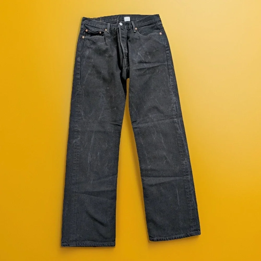 Levi's 501 Jeans Black Denim Mens 34x33 (Tag‎ 36x34) Mexico Made Y2K Button Fly